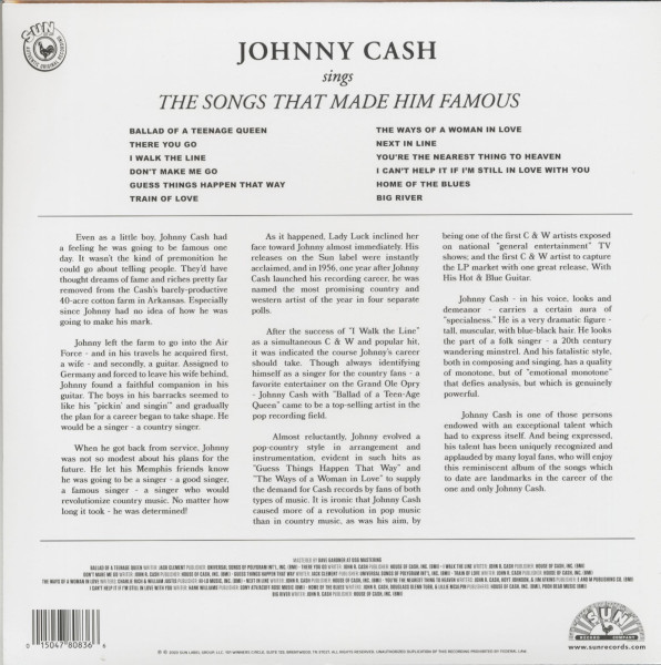 Johnny Cash Sings - The Songs That Made Him Famous (LP, colored Vinyl, Ltd.)