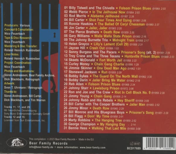 Destination Jail – 31 Prison Songs From Behind The Bars (CD)