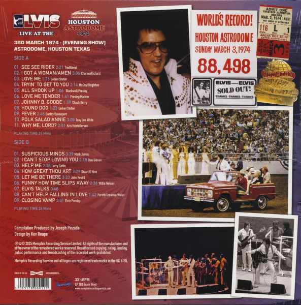 Live At The Houston Astrodome 1974 (LP, 180g Vinyl, Limited Edition)