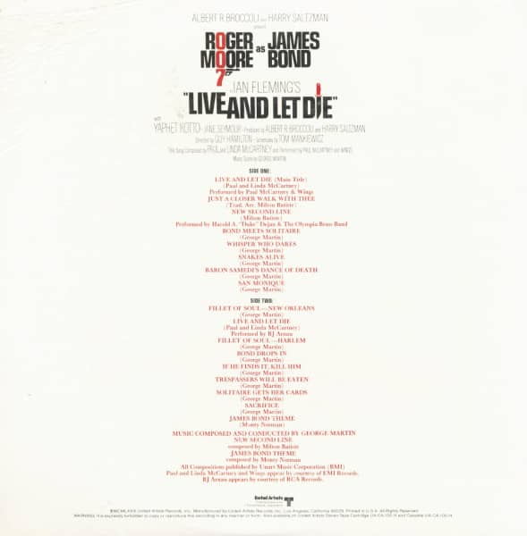 Live And Let Die (Original Motion Picture Soundtrack) (LP, Gatefold Cover)