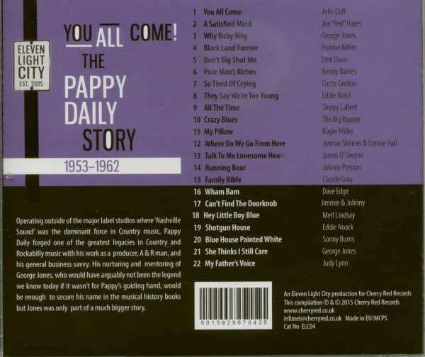 You All Come! - The Pappy Daily Story 1953-62 (CD)