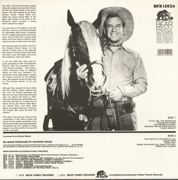 Rex Allen Sings Boney Kneed Hairy Legged Cowboy Songs (LP)