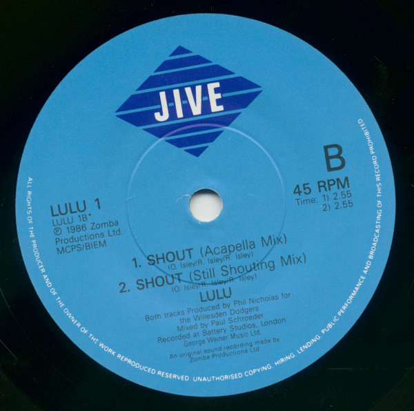 Shout Brand New 1986 Re-Recording (7inch, 45rpm, SC, PS)