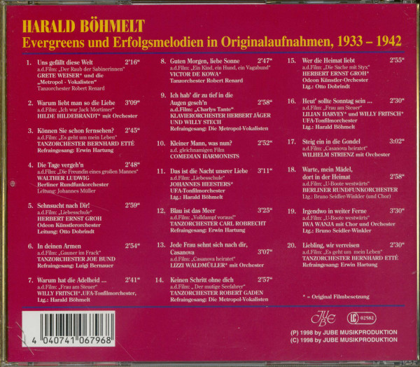 Uns gefällt diese Welt - Evergreens und Erfolgsmelodien von Harald Böhmelt 1933-1942