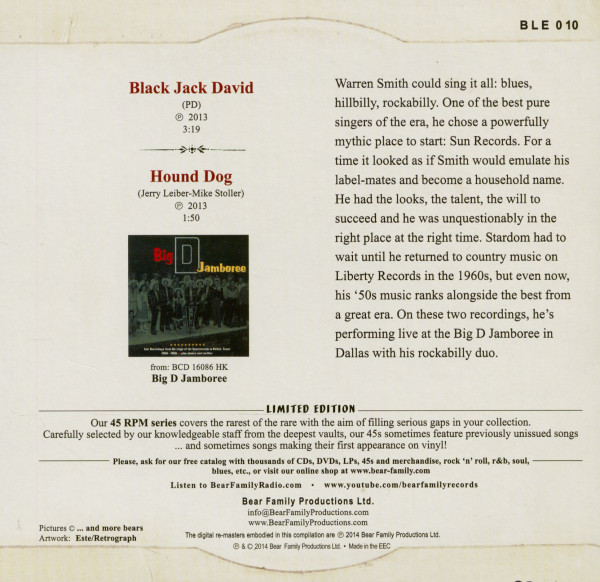 Black Jack David - Hound Dog (7inch, 45rpm, PS, Ltd.)