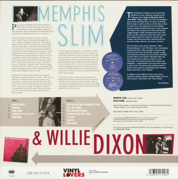 Songs Of Memphis Slim & 'Wee Willie' Dixon (LP, 180g Vinyl, Ltd.)