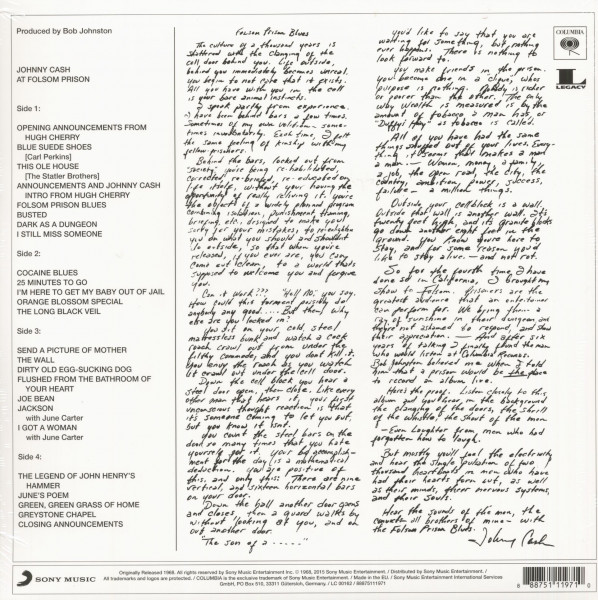 Johnny Cash At Folsom Prison (LP, 180g Vinyl)