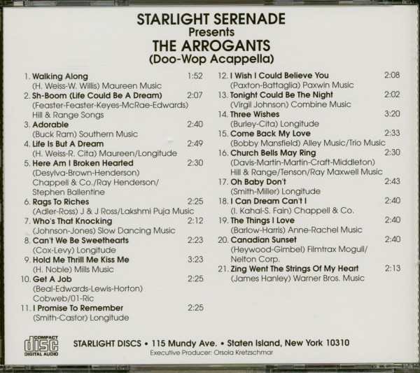 Starlight Serenade Presents The Arrogants (Doo-Wop Acapella) (CD)