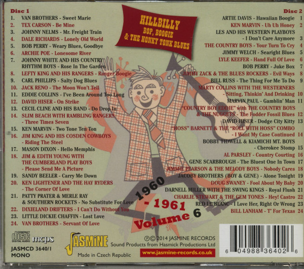 Hillbilly Bop, Boogie & The Honkey Tonk Blues 1960-1961 Vol. 6 (2-CD)