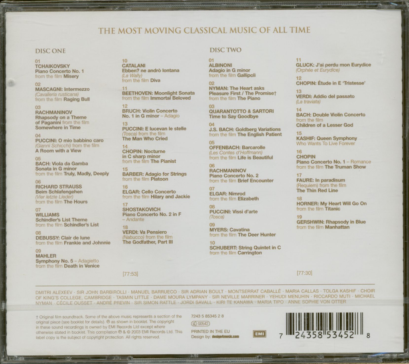 Various CD Classical Heartbreakers The Most Moving Classical Music