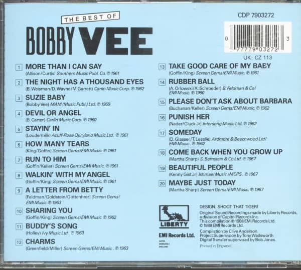 The Best Of Bobby Vee - Rock'n'Roll Masters (CD)