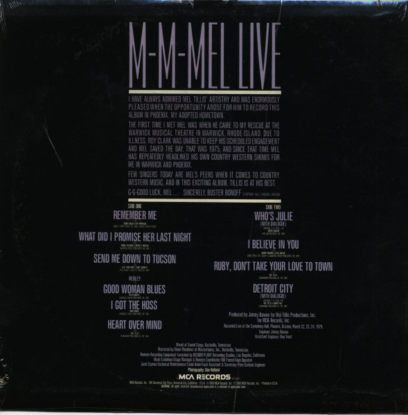 M-M-Mel Live (LP, Cut-Out)