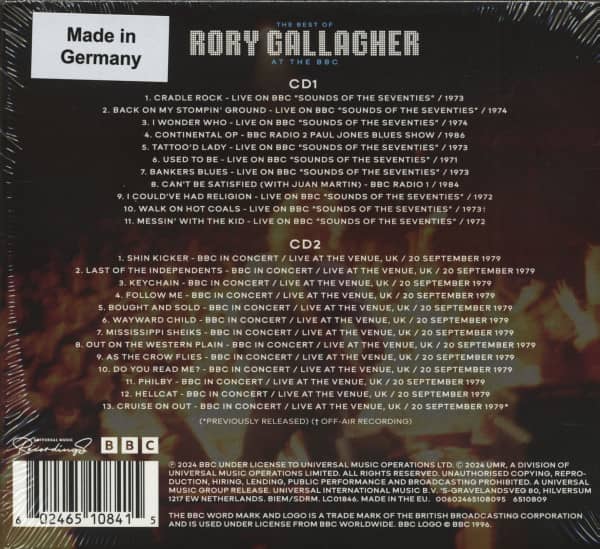 The Best Of Rory Gallagher At The BBC (2-CD)