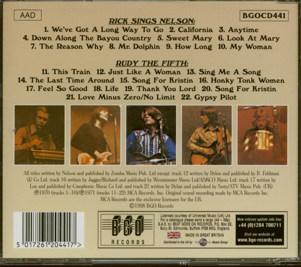 Rick Nelson & The Stone Canyon Band: Rick Sings Nelson - Rudy The Fifth (CD)