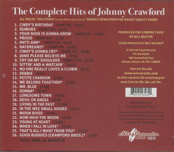 The Complete Hits Of Johnny Crawford (CD)