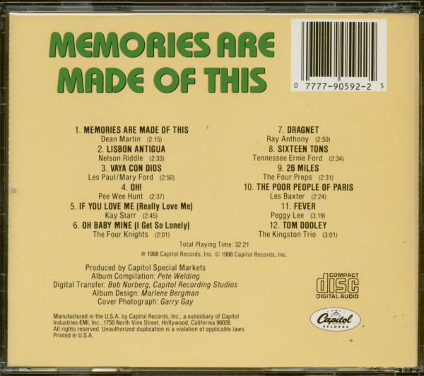 Memories Are Made Of This - All-Time Favorite Hits Of The 1950´s (CD)