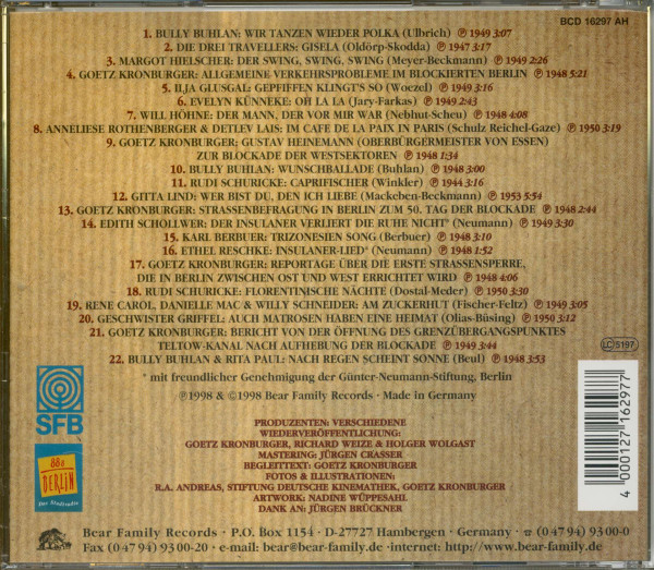 Berliner Blockadejahre - Songs und Zeitdokumente (2-CD Bundle)