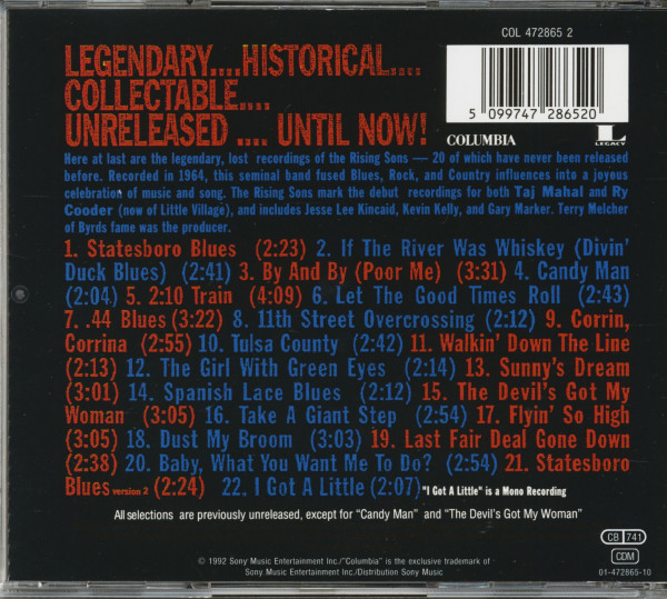 Rising Sons featuring Taj Mahal and Ry Cooder (CD)