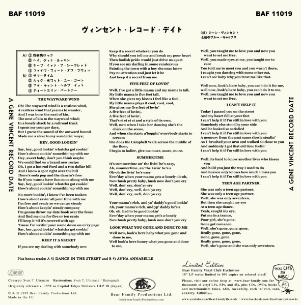 A Gene Vincent Record Date With The Blue Caps (LP, 10inch, Ltd.)